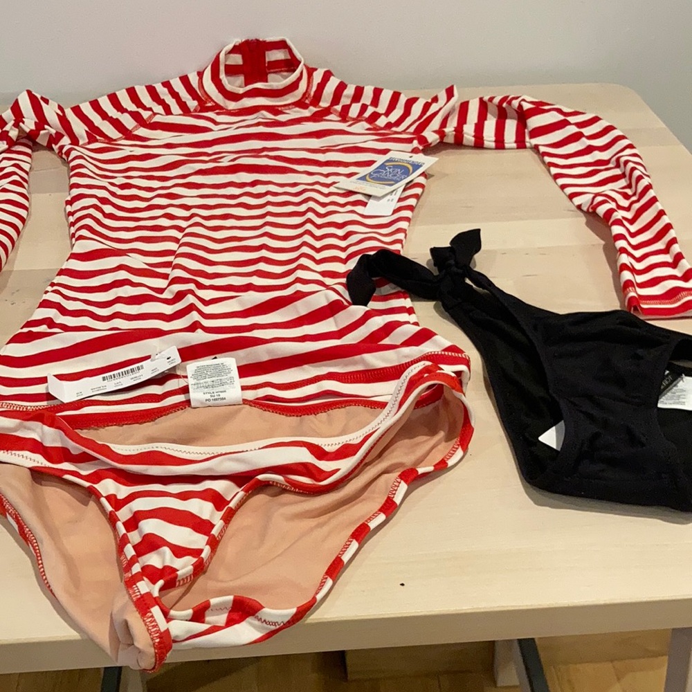 JCrew swim set (rash guard and bikinis)